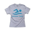 thumbnail image 1 of Swimmer Dude - Clever Stick Figure Swimming Girl's Cotton Youth Grey T-Shirt, 1 of 2
