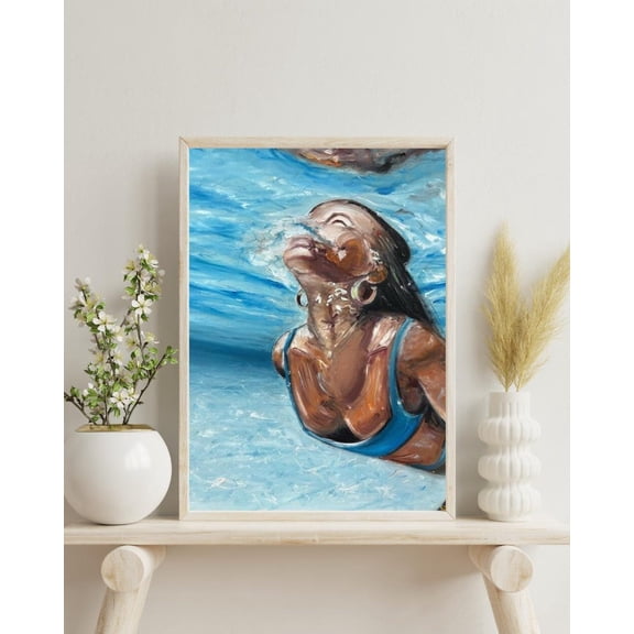 Swimmer Emerging Werner Bronkhorst Modern Poster Unframed Paper Print
