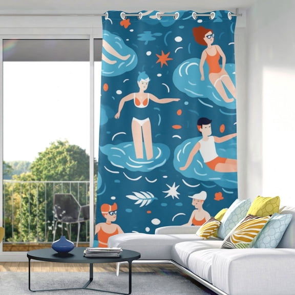 Swimmer Fish Sea Blackout Curtain Panels Drapes Privacy Assured with Light Filtering Curtains for Living room Bedroom Bathroom Window