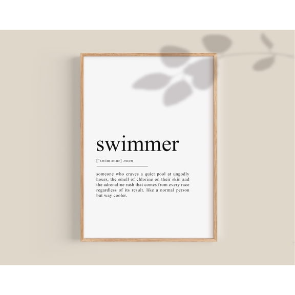 Swimmer Gift, Swimmer Definition Poster, Swimmer Poster, Swimmer, Swimming Art, Swim Poster, Teen Gifts Wall Art Home Decor, 24x36 UNFRAMED