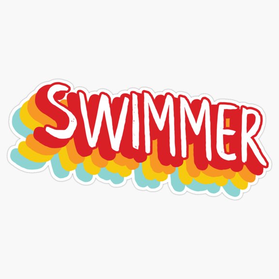 Swimmer Line Art Movement Silhouette Aquatic Athlete Sticker