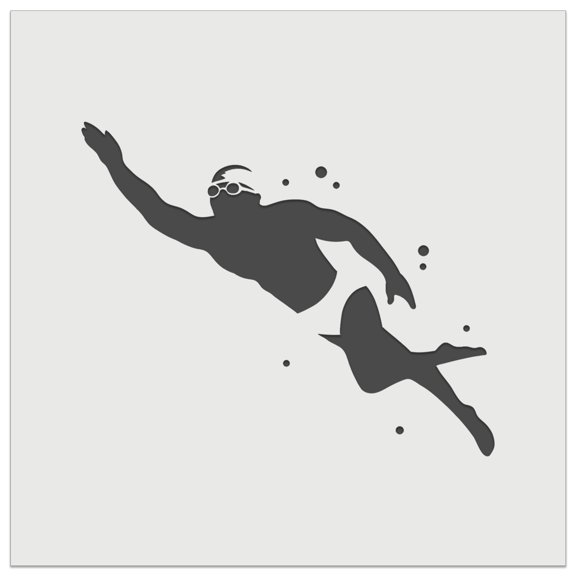 Swimmer Man Freestyle Swimming Diving Cap Goggles DIY Cookie Wall Craft Stencil - 3.5 Inch