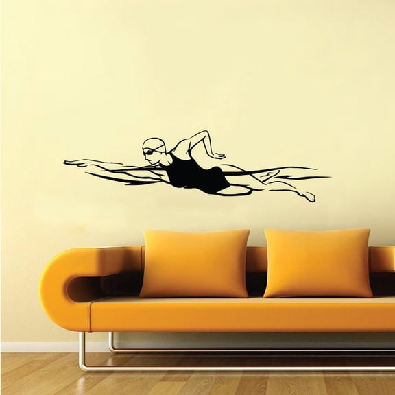 Swimmer Silhouette Professional Strokes Swim Vinyl Wall Sticker Wall Art Wall Decal Sports Boys Girls Kids Room Design Gym Pool Swimming Sports House Home Wall Sticker Decor Size (8x10 inch)