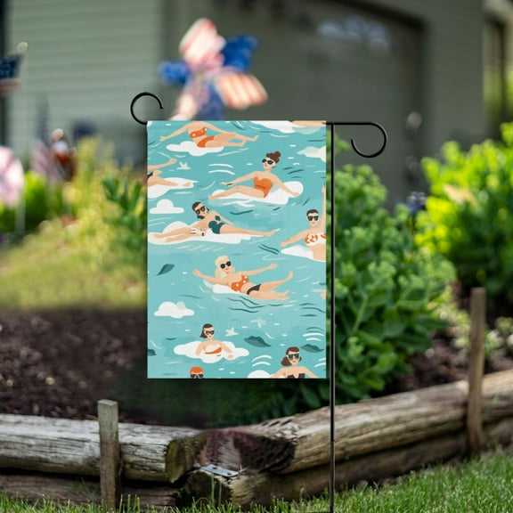 Swimmer Surfers Sea Garden Flag Double Sided Outdoor Banners for Courtyard Outdoor Lawn Farmhouse Holiday Decorations