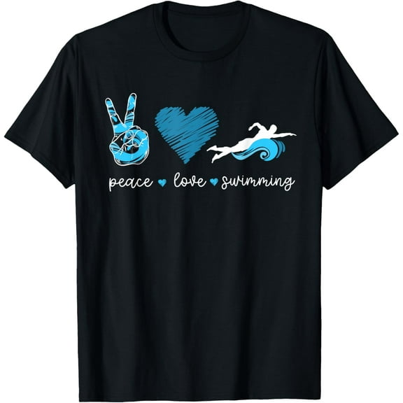 Swimmer Swim Peace Love Swimming Heart T-Shirt