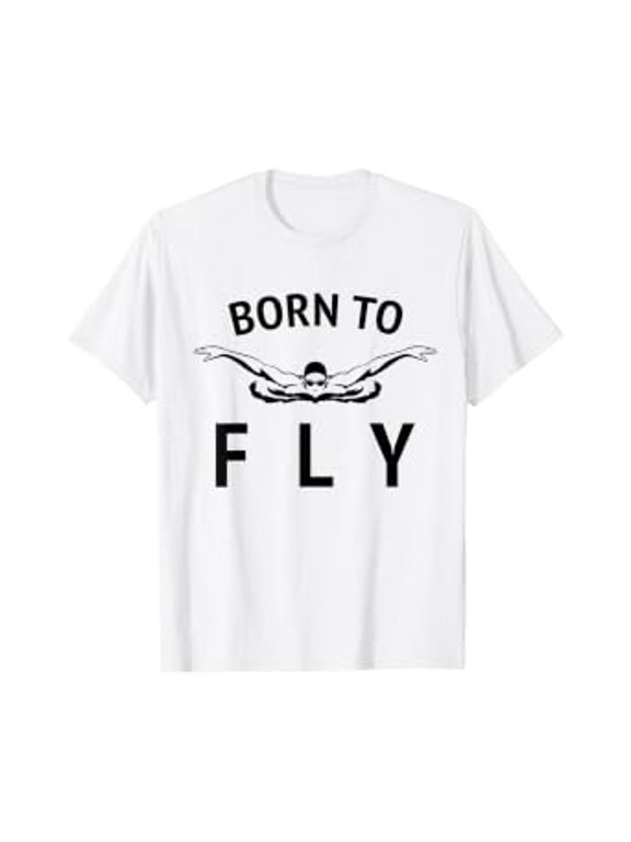 Swimmer Swim Team Born to Fly Butterfly Stroke Swimming Gift T-Shirt