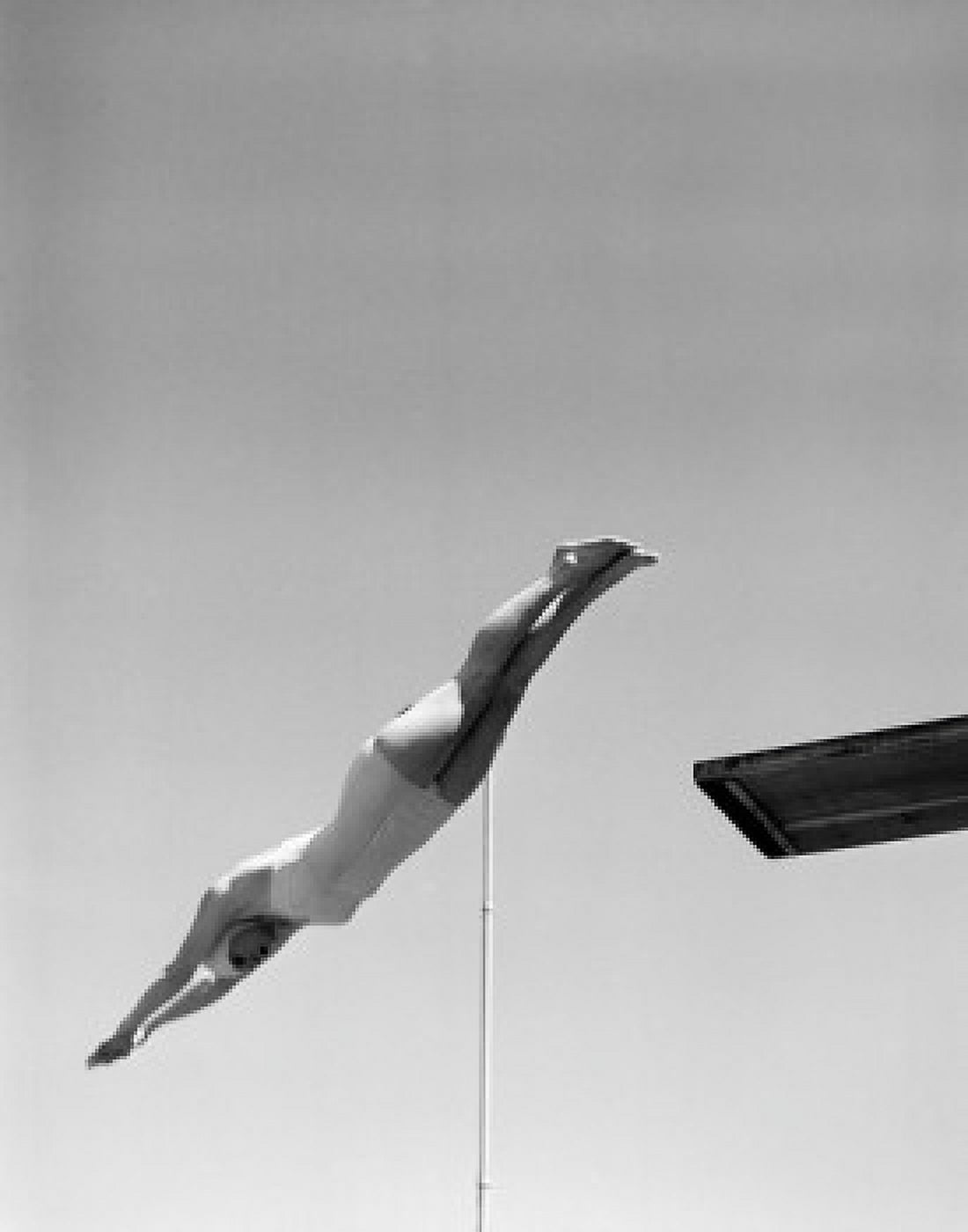 Swimmer jumping off diving board Canvas Art - (18 x 24)