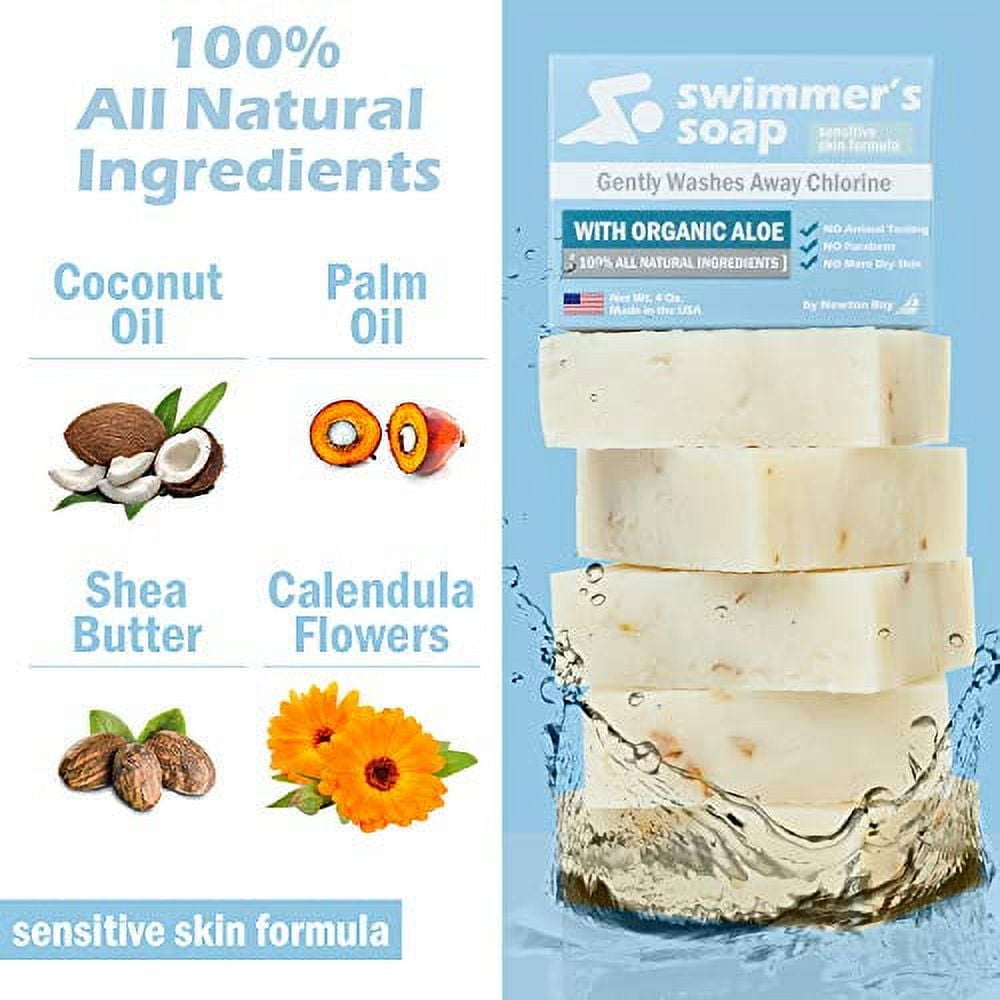 Swimmer's Soap by Newton Bay All Natural Aloe Bar Soap to Gently Wash