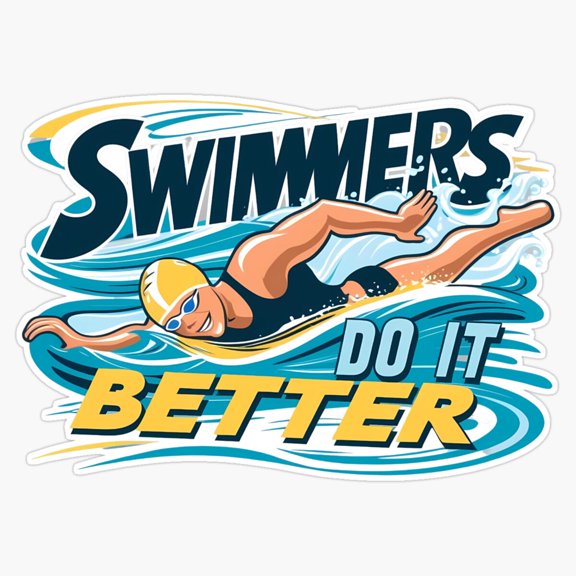 Swimmers Do It Better Humorous Pool Joke Version One Vinyl Sticker