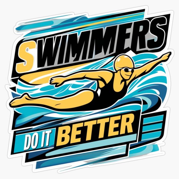 Swimmers Do It Better Humorous Pool Joke Version Two Vinyl Sticker