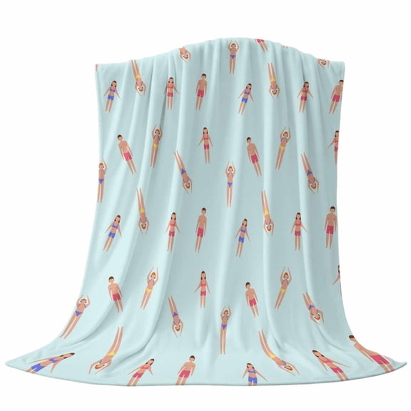 Swimmers Throw Flannel Blanket Summer Holiday Ocean Sport Cartoon Swimmer in Water Swimming Super Soft Cozy Bed Blanket, Lightweight Plush Fuzzy Bed Throw for Bedroom Sofa Couch Living Room 60x80In,