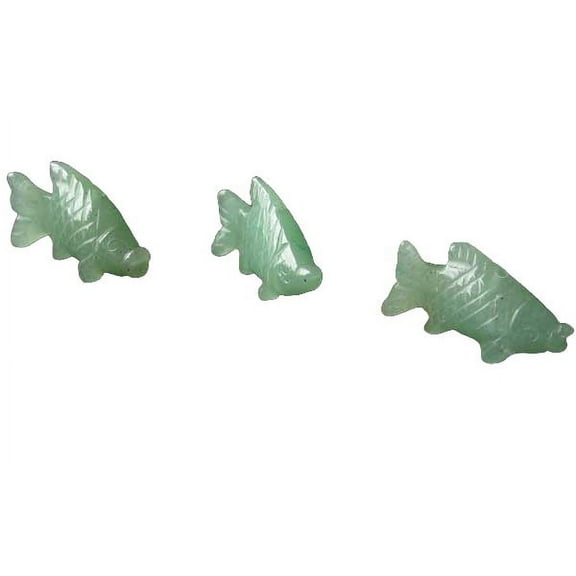 Swimmin' 2 Carved Aventurine Fish Koi Carp Beads | 23x11x8mm | Green | 2 Beads
