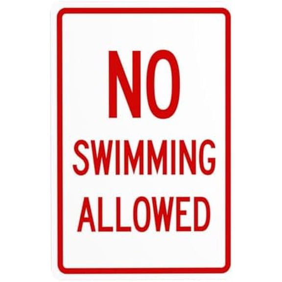 No Swimming Allowed Warning Sign, Pool Rules Metal Signs for Business Home Outdoor Indoor Road Yard Garage Street Wall Caution Custom Decor 8 x 12 Inches