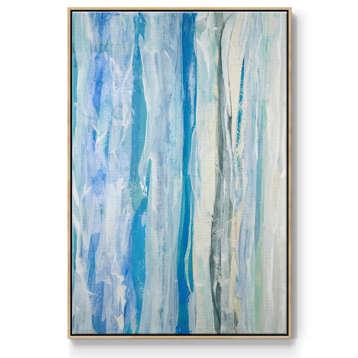Swimming Ashore Framed Premium Gallery Wrapped Canvas - Ready to Hang - 17 x 25 - Natural Wood Floating Frame