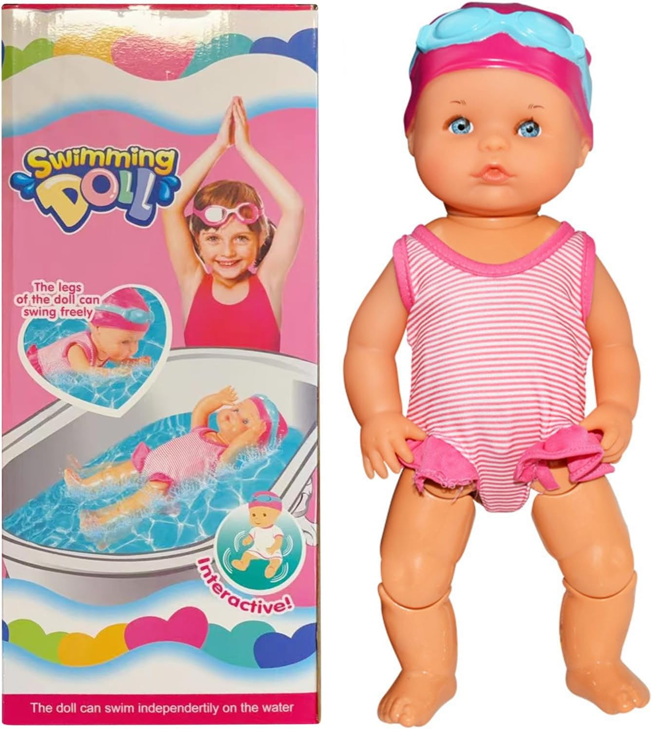 Swimming Baby Doll for Pool, Waterproof Swimming Doll with Movable ...
