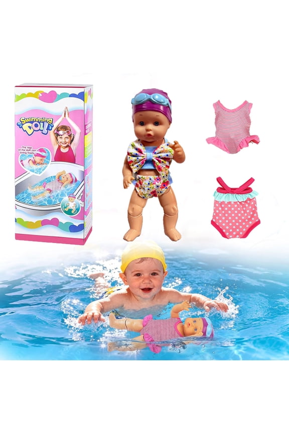 Swimming Baby Doll Toy for Kid & Girls,Waterproof Swimming Baby Doll Toy In for Pool Bathtub Bath,Electric Swimming Dolls for Childern Kid Girls Water Fun Toy3 sets of swimwear