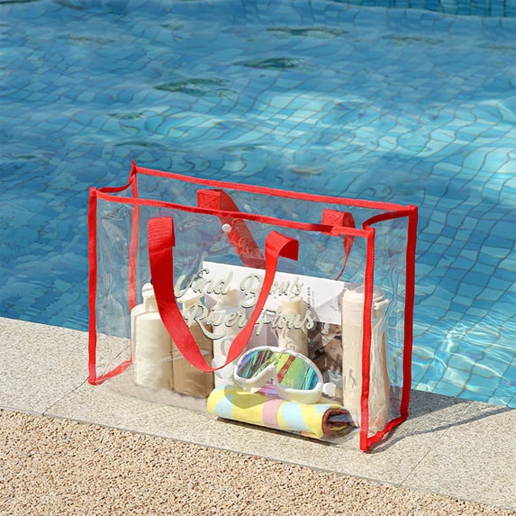 Swimming Bag Transparent Tote, Large Capacity Pvc Beach Bag, Water-resistant Thickened Vinyl, Portable Handheld Storage for Pool Gear, Topliu