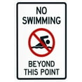thumbnail image 1 of No Swimming Beyond This Point Warning Sign, Pool Rules Metal Signs for Business Home Outdoor Indoor Road Yard Garage Street Wall Caution Custom Decor 8 x 12 Inch, 1 of 4