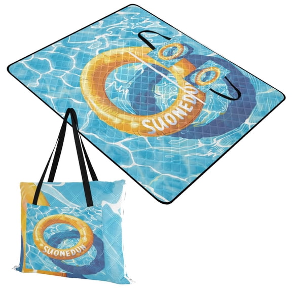 Swimming Circle Extra Large Picnic Beach Blanket Waterproof Sand Proof Portable Outdoor Mat 60x80