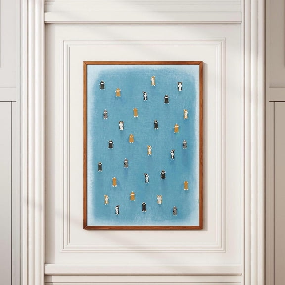 Swimming Corgis Pool Party Wall Art Print, Unframed Paper Poster 8x10in