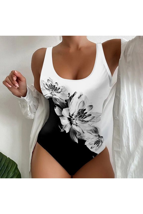 Swimming Women Swimwears 2023 Women's Piece Beach Swimsuit Tie Dye 3D Printed European Summer Black XL