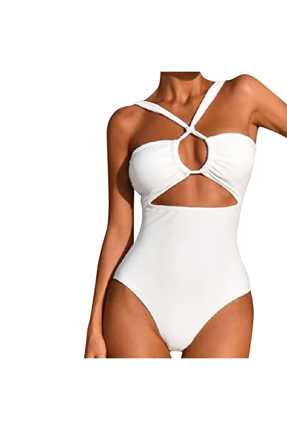 Swimming Women Swimwears Classic Ppiece Swimsuit for Women with High Waist and Modern Cut Out Design White L