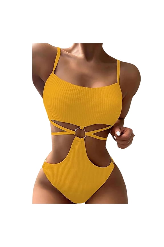 Swimming Women Tennis Swimwears European Beachwear for Daughter Piece Swim Suit Fashion Forward Yellow S