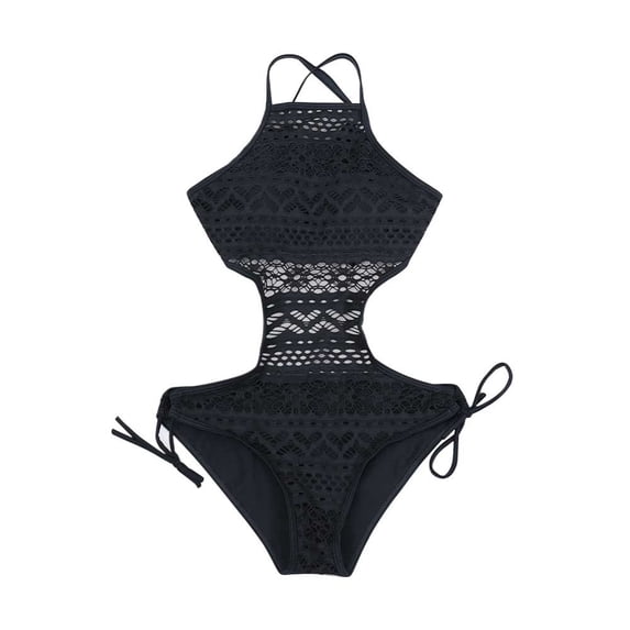 Swimming Women Swimwears Womenâs High Waisted Knitted Backless Camisole Piece Swimsuit for Elegant Beachwear Black S