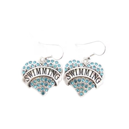Swimming Crystal Charm On Silver Plated French Hook Earrings