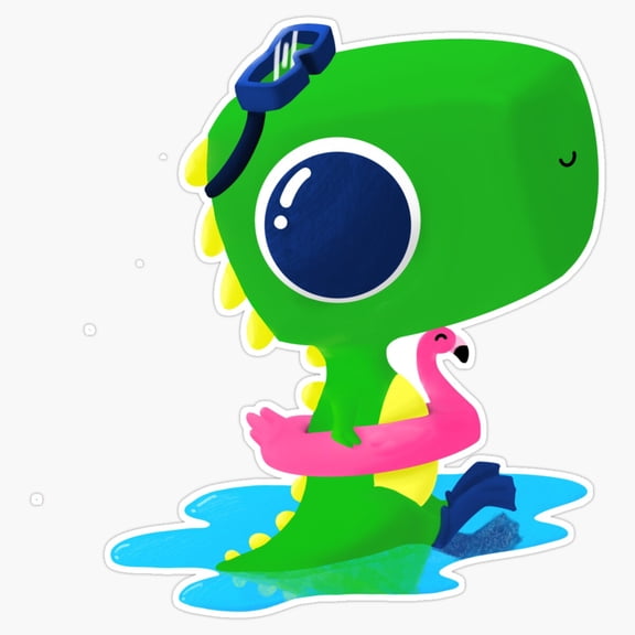 Swimming Dino Cute Cartoon Dinosaur Pool Float Character Sticker