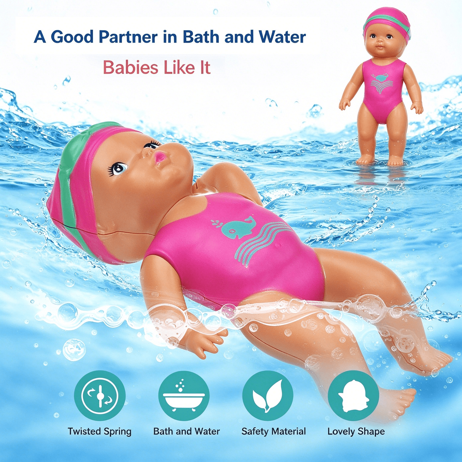 Swimming Doll, Water Baby Doll, Lovely Water Activity Toy Suitable For Kids Birthday, Halloween Party And Christmas Surprise Gifts