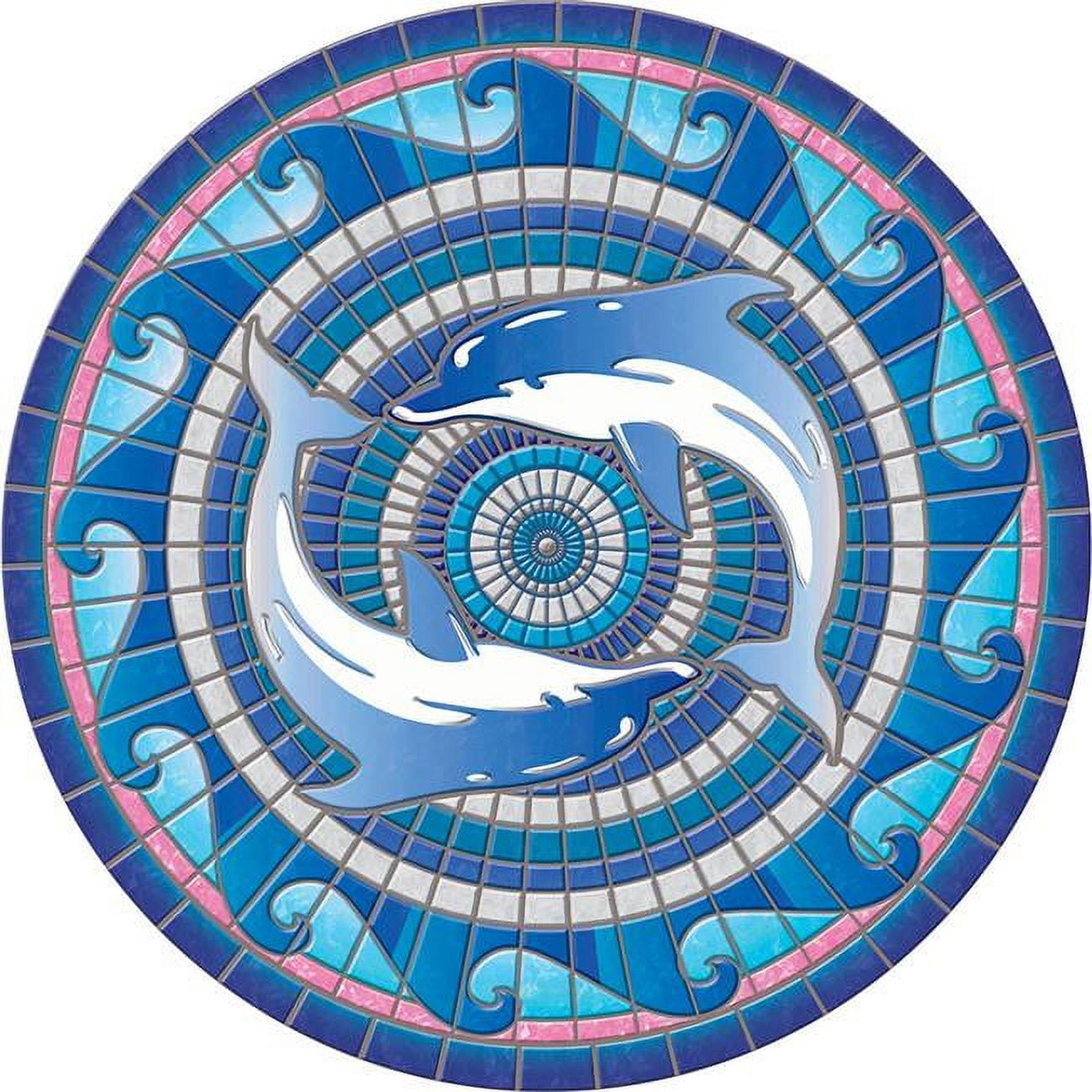 Blue and White Vinyl Dolphin Pool Mat, 59 Inches