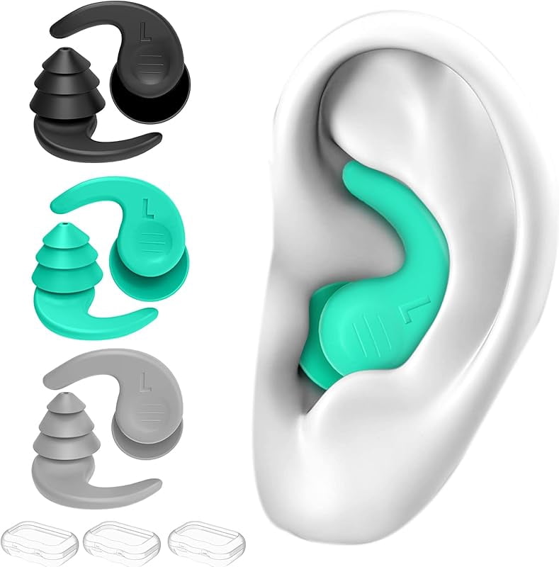 Swimming Ear Plugs for Adults,3 Pairs Waterproof Reusable Silicone Swim ...
