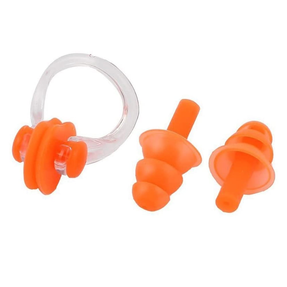 Swimming Ear Plugs & Nose Clip, Medical Grade Soft Silicone for Swimming, Diving, Surfing