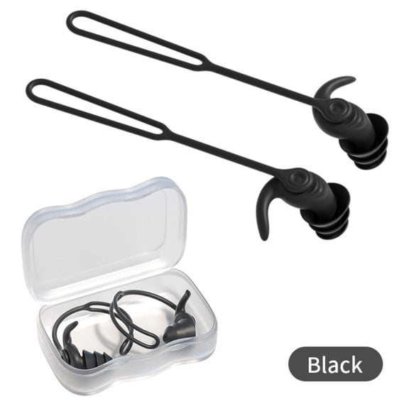 Swimming Ear Plugs With Lanyard Noise Reducing And Comfortable Ear For Swimmers In The Pool And Open Water, 10cm, Black