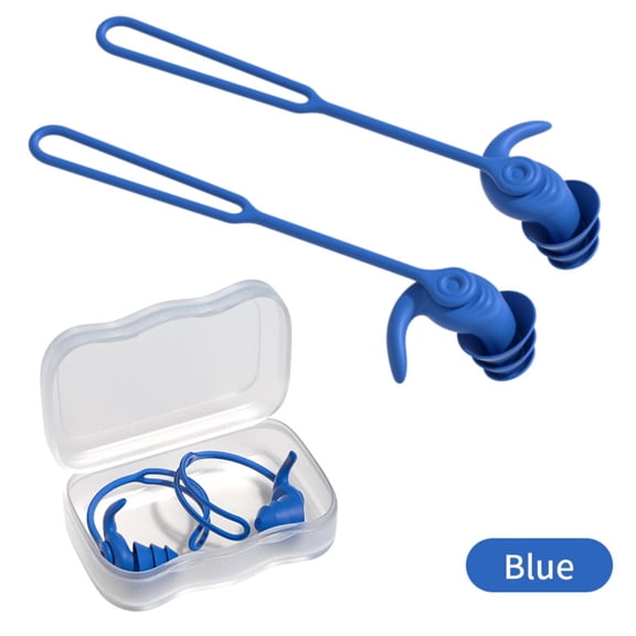 Swimming Ear Plugs with Lanyard Noise Reducing And Comfortable Ear for Swimmers,10cm,Blue