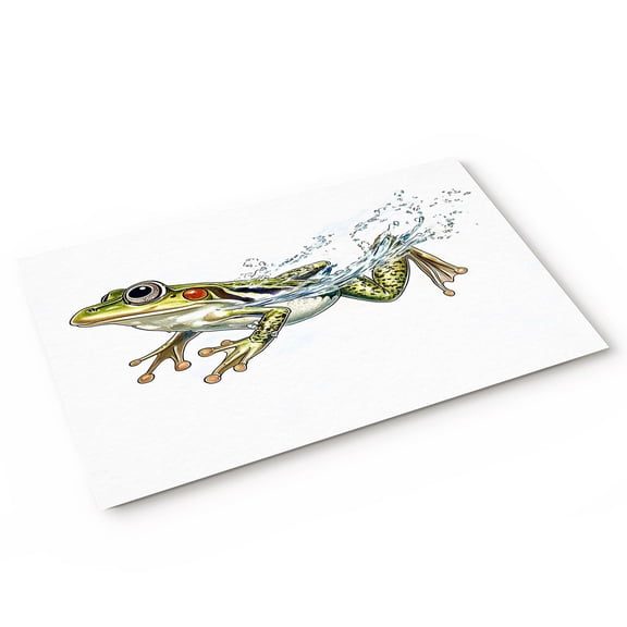 Swimming Frog Door Mat Vintage Frog Non Slip Absorbent Entrance Mat Washable Low Profile Indoor Doormat for Front Door Entryway Entry 18"x30"