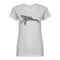 thumbnail image 1 of Swimming Giant Humpback Whale Shaped T-Shirt Women -Image by Shutterstock, Female Medium, 1 of 2