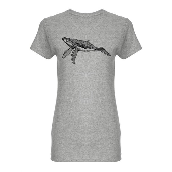 Swimming Giant Humpback Whale Shaped T-Shirt Women -Image by Shutterstock, Female x-Large