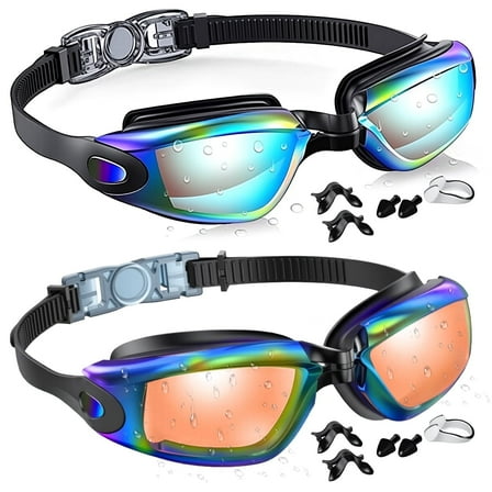 GPED Swim Goggles, 2 Pack Anti-fog No Leaking Anti-UV Silicone Swimming Goggles for Teen Youth Adult Women Men