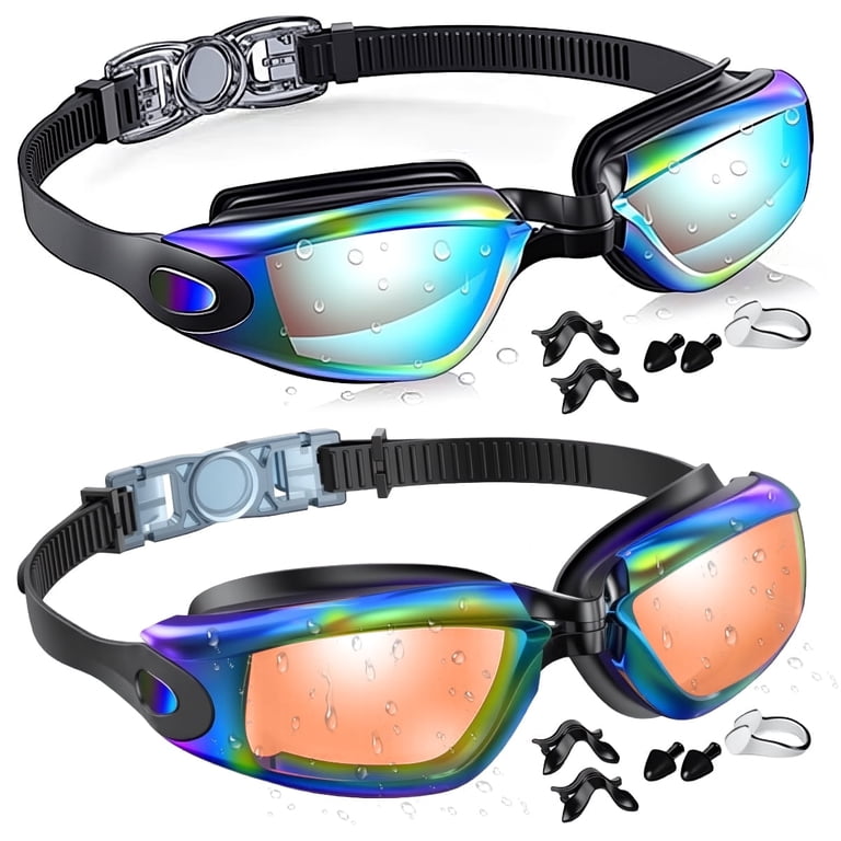 Gped Swim Goggles, 2 Pack Anti-fog No Leaking Anti-UV Silicone Swimming Goggles for Teen Youth Adult Women Men