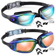 GPED Swim Goggles, 2 Pack Anti-fog No Leaking Anti-UV Silicone Swimming Goggles for Teen Youth Adult Women Men
