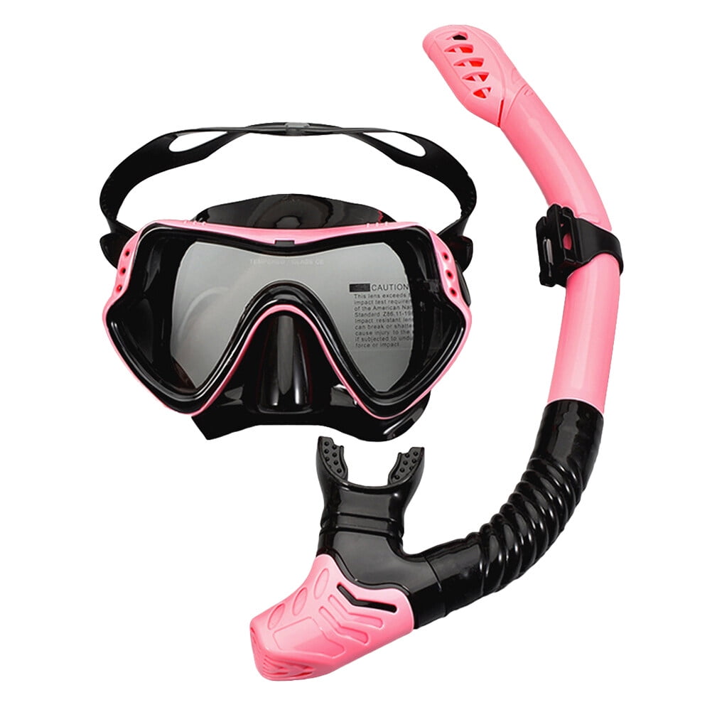 Brandonz Swimming Goggles Diving Goggles Belt Breathing Tube Snorkeling Swimming Glasses (Pink)
