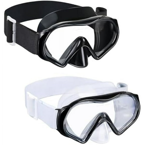 Swimming Goggles Scuba Snorkeling Mask for Adults, Tempered Glass with Panoramic View Anti-Leak and Anti-Fog Technology, Adjustable Soft Knitted Strap for Swimming Snorkeling Scuba Diving