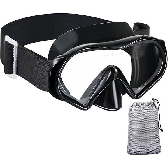 Swimming Goggles Scuba Snorkeling Mask for Adults, Tempered Glass with Panoramic View Anti-Leak and Anti-Fog Technology, Adjustable Soft Knitted Strap for Swimming Snorkeling Scuba Diving