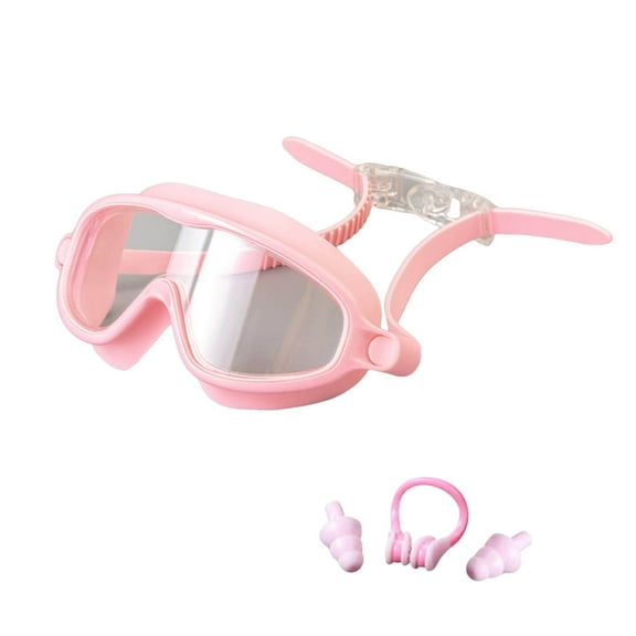 Swimming Goggles Set for Kids - Includes Nose Clip and Earplugs for Enhanced Comfort and Ideal for Summer Aquatic Activities and Wide Visibility