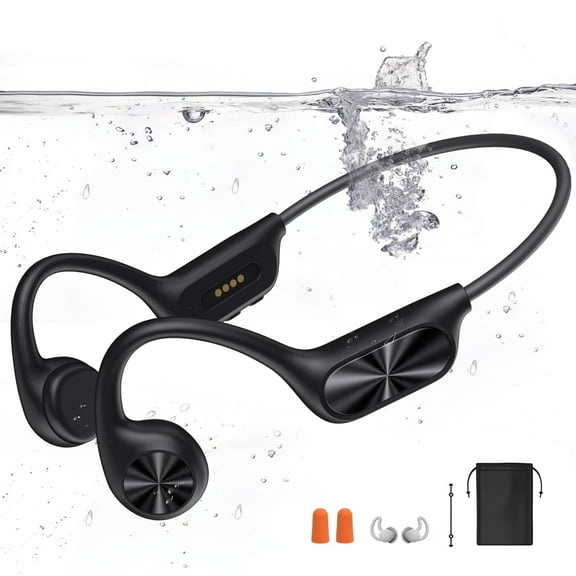 Swimming Headphones,Bone Conduction Headphones Bluetooth 5.4,IPX8 Waterproof, 32G Memory Sports Headphones ,Open Earphones for Swimming Running,Headphones Underwater(Black)