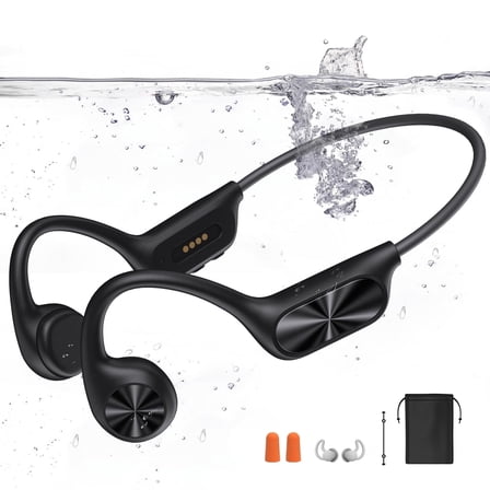 Swimming Headphones,Bone Conduction Headphones Bluetooth 5.4,IPX8 Waterproof, 32G Memory Sports Headphones ,Open Earphones for Swimming Running,Headphones Underwater(Black)