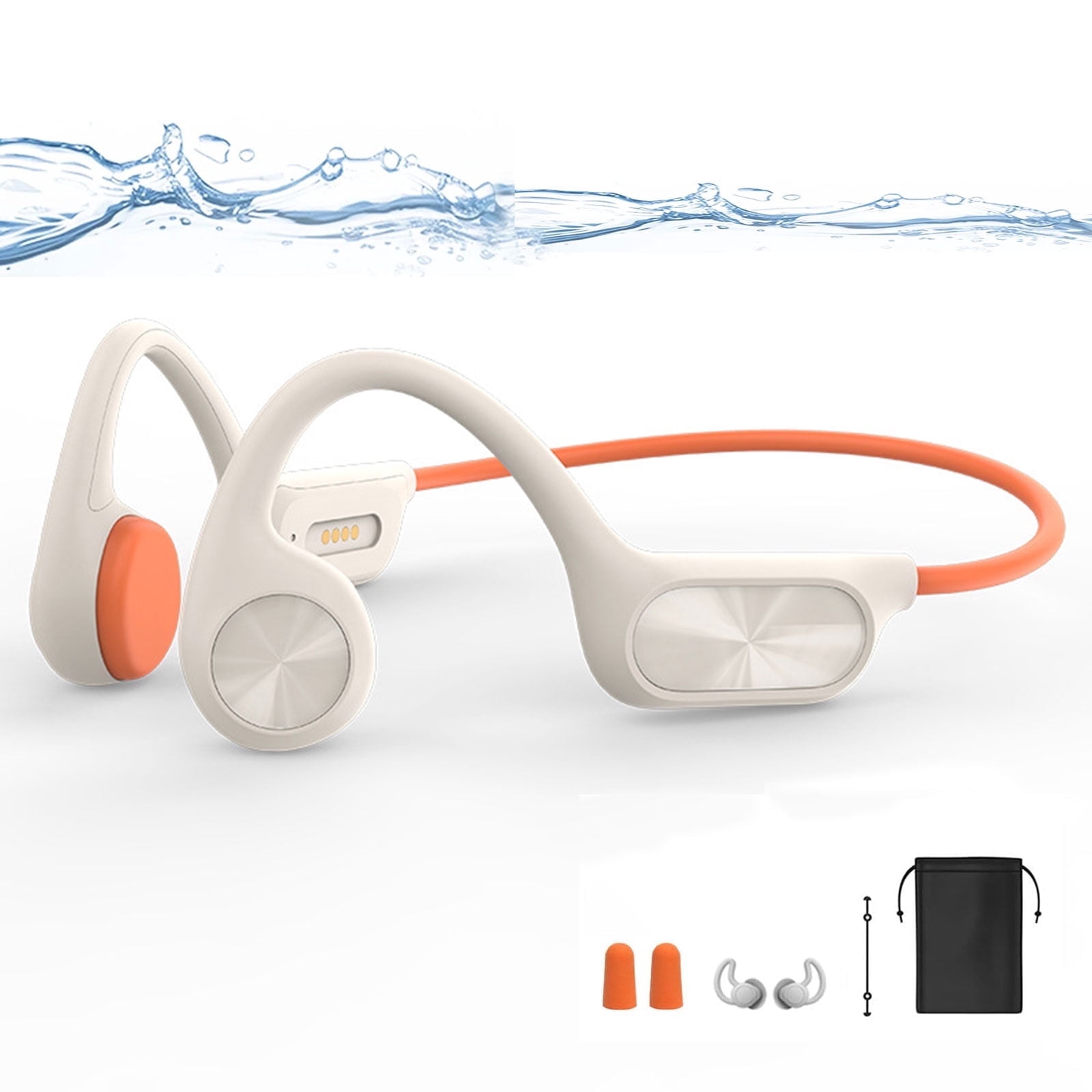 Swimming Headphones,Bone Conduction Headphones Bluetooth 5.4,IPX8 Waterproof, 32G Memory Sports Headphones ,Open Earphones for Swimming Running,Headphones Underwater(White)