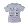 thumbnail image 1 of Swimming Icons - Fly Back Breast Free - Quadruple Threat Boy's Cotton Youth Grey T-Shirt, 1 of 2